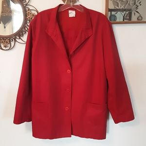 PLUS OLSEN BRAND LONG RED BUTTON FRONT JACKET, 14